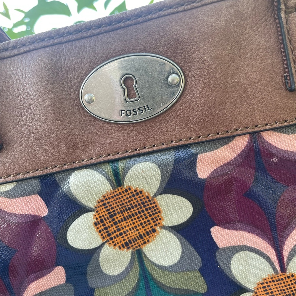 Vintage Fossil Keyper Coated Canvas Shoulder Bag … - image 2